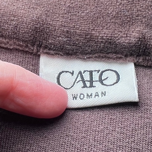 Cato Velour Button Front Jacket Womens 22-24W Brown Plus Size Casual Boho Fall - Picture 4 of 15